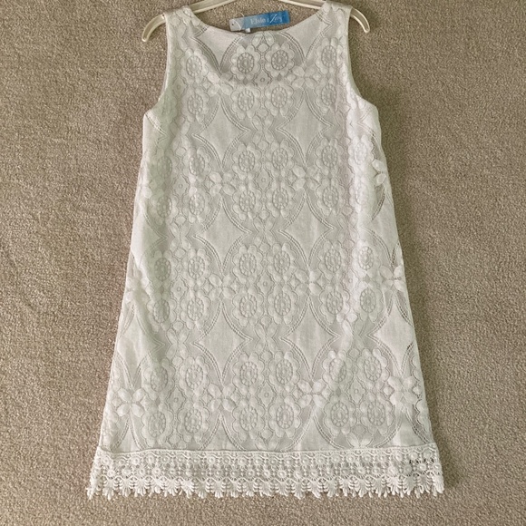 NWT Elsie & Zoey Sleeveless White Lace Shift Dress, Small - Picture 3 of 5